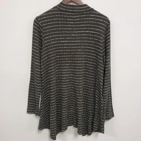 Logo Lori Goldstein Womens Asymmetrical Striped Tunic Top Size 1X Green Artsy - Picture 3 of 10